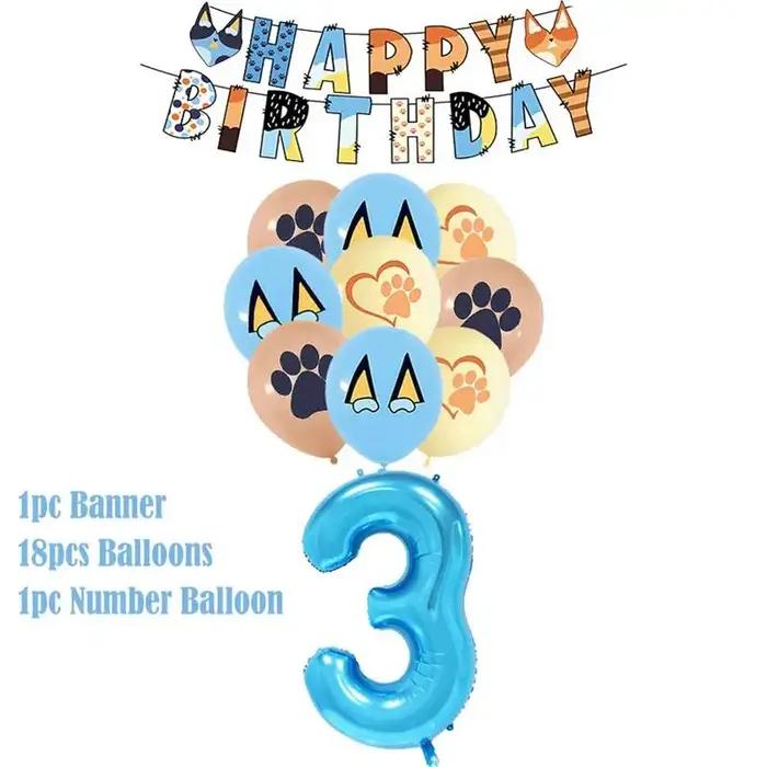 Nouveau dessin animé chiens fête d'anniversaire décoration ensemble complet Kit bleu chien joyeux anniversaire assiettes serviettes tasses vaisselle fournitures enfant faveur