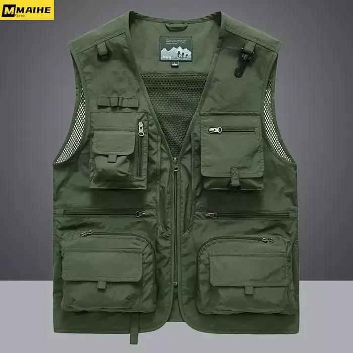 Gilet cargo en maille pour homme, 14 poches, nouvelle collection été