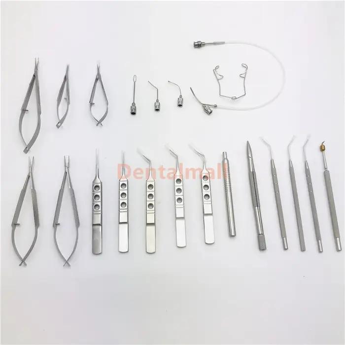Instruments de micro danse avec boîte de plateau tertiaire, ensemble de cataracte oculaire, 21 pièce