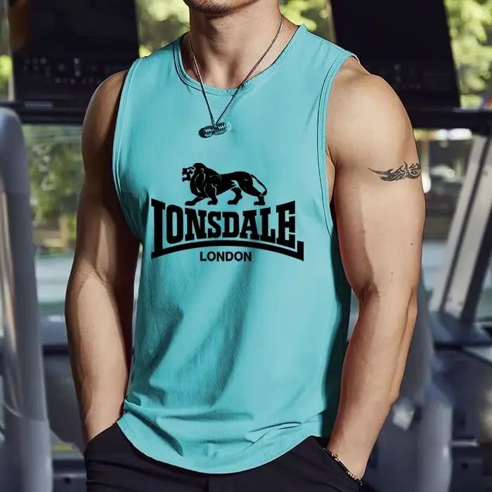 T-shirt et gilet imprimé en 3D Lion Lonsdale 2026 homme décontracté polyester pour streetwear et sports d'extérieur