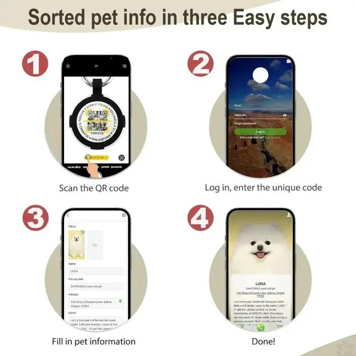 Support Airtag avec étiquettes intelligentes QR pour animaux de compagnie