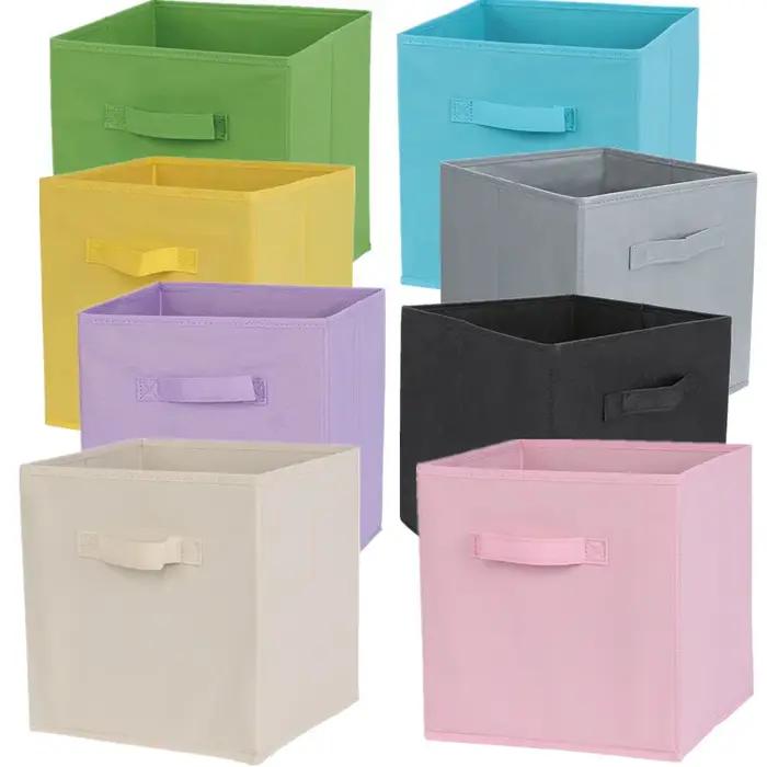 Bac de rangement pliable en tissu non tissé, boite de rangement organisateur de vêtements et jouets, boite pliable respectueuse de l'environnement pour la maison et le bureau