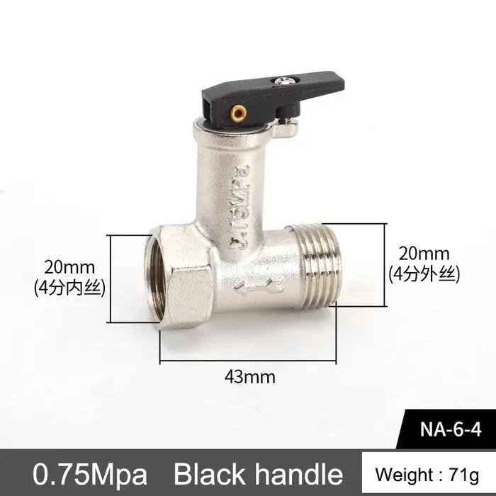 Valve de sécurité pour chauffe-eau, 3/4 "1/2", avec interrupteur, joint en cuivre mâle femelle, raccord Union, clapet anti-retour de surpression unidirectionnel