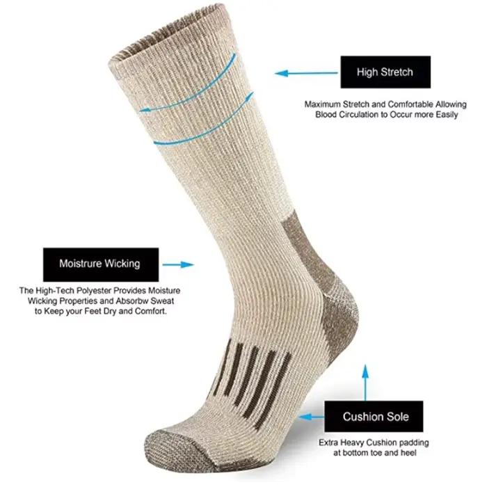 Chaussettes randonnée 80% laine mérinos épaisses chaudes pour chasse et outdoor homme femme