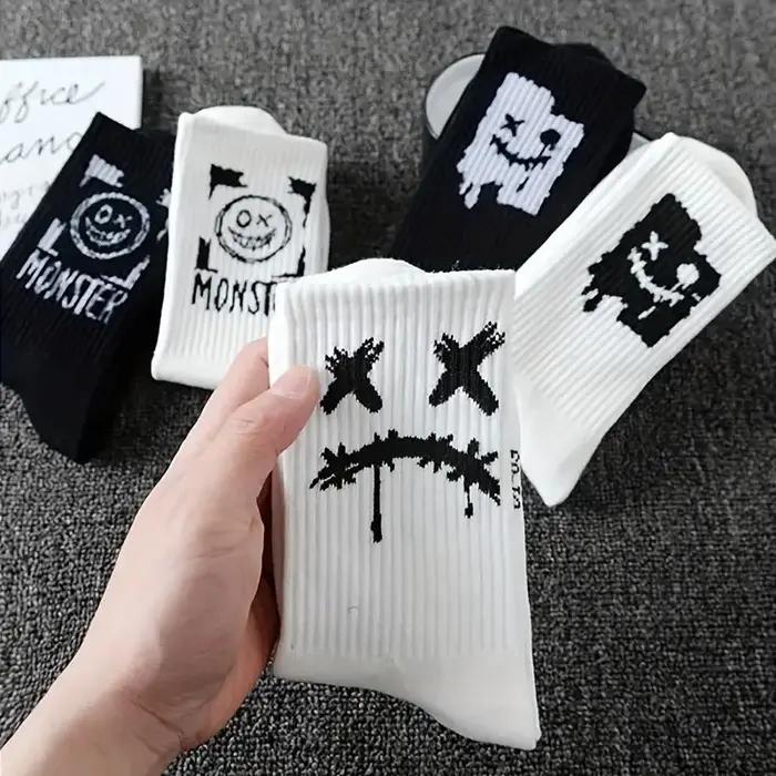 Chaussettes homme motif graffiti tricotées toutes saisons confortables respirables couple 10-20 paires