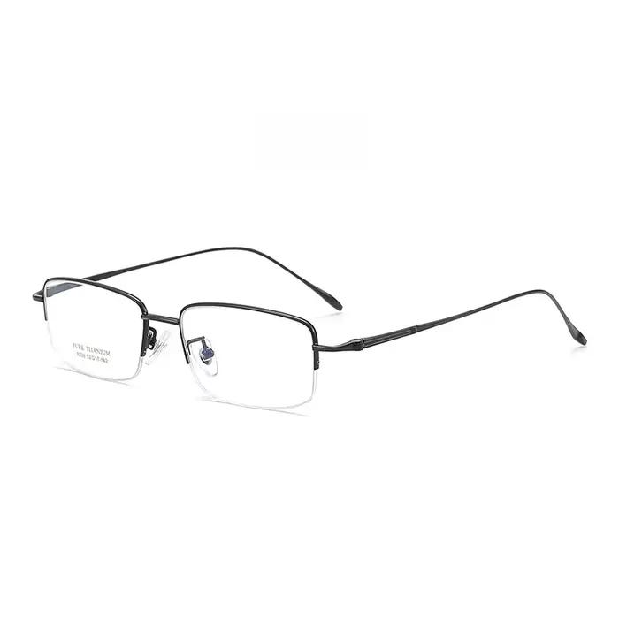 YIMARUILI Ultra-léger affaires luxe optique-lunetterie rétro carré pur titane Prescription demi-mont
