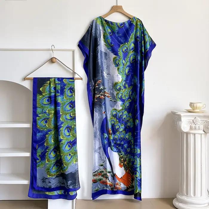 Robe longue décontractée africaine pour femme avec grand foulard, abaya ample, caftan, robe musulman