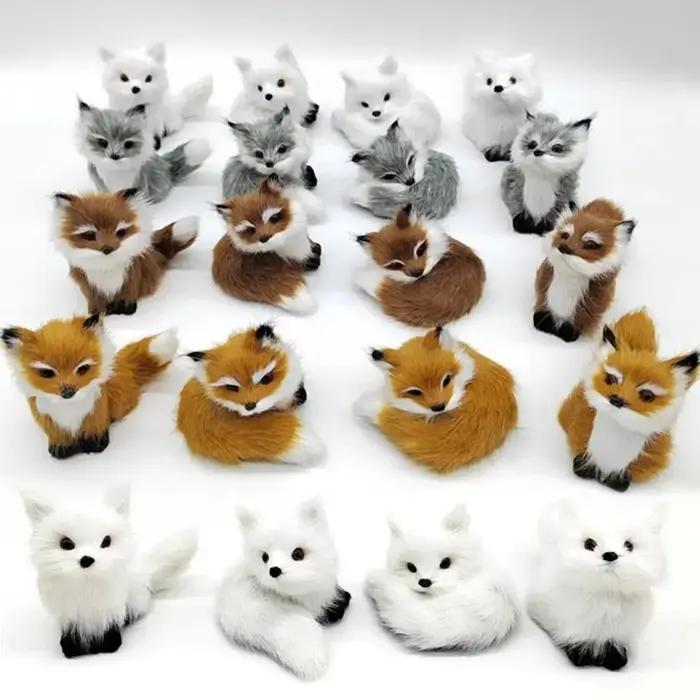 Mini Renard En Peluche Pour La Décoration De Maison, Simulacre Animal Accroupi, Figurine Décorative Robuste Pour Salon Occasions Spéciales