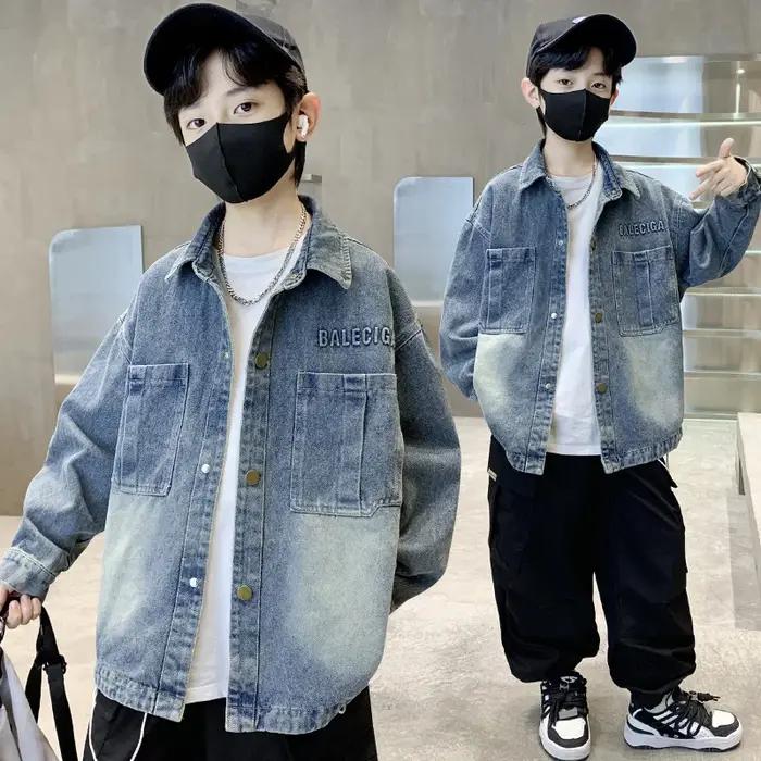 Veste en jean rétro y2k pour enfants, vestes décontractées pour garçons, vêtements d'automne élégants, manteau de luxe pour enfants occasions spéciales