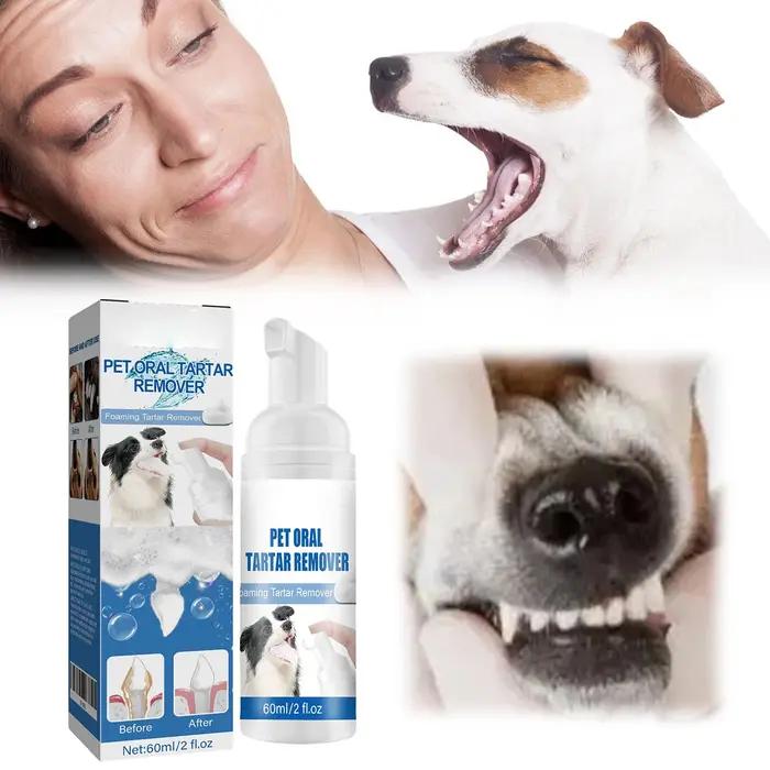 Nettoyant buccal en mousse pour animaux de compagnie 60 ml – Élimine la mauvaise haleine et la saleté dentaire – Rafraîchit l'haleine – Pour chiens et chats – Favorise des gencives saines