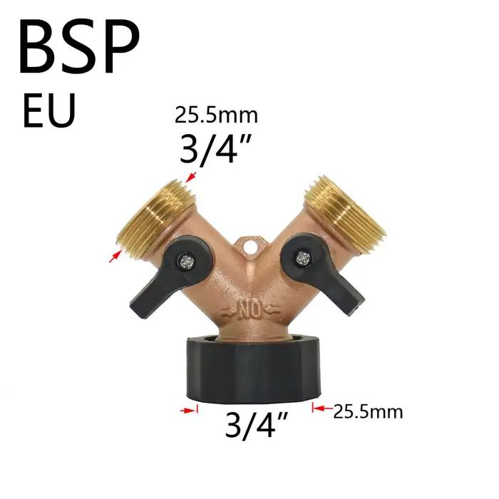 Séparateur de tuyau d'arrosage en plastique et laiton, 3/4 pouces, 2/4 voies, connecteur d'arrosage