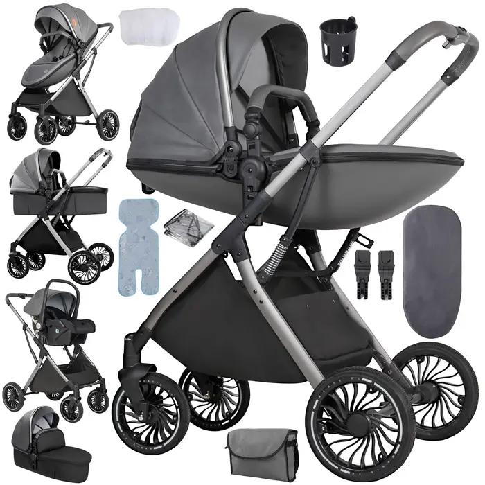 Système de voyage 3 en 1 poussette légère pliable antichoc siège auto pour nouveau-né multicolore occasions spéciales pour bébé