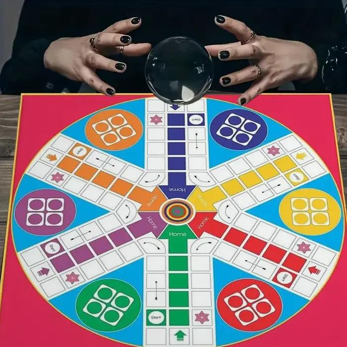 Nappe de jeu de Ludo, motif multicolore, pour les soirées familiales et les soirées jeux, accessoires de décoration
