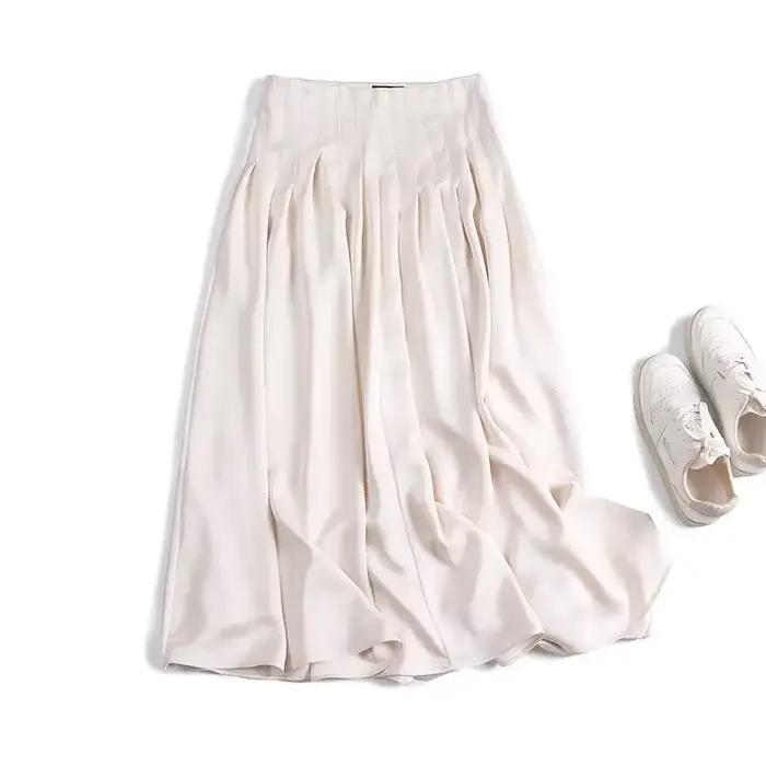 YENKYE printemps 2025 femmes Vintage taille haute côté fermeture éclair jupe plissée femme rue Beige Midi faldas mujer