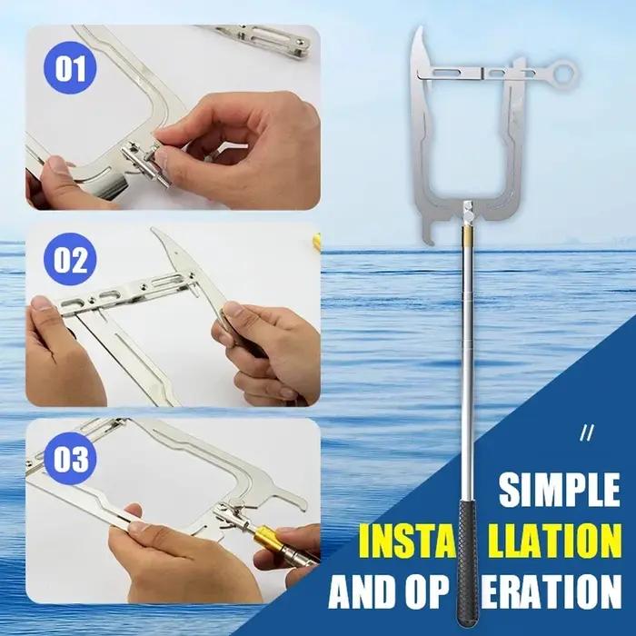 Outil manuel de tirage de corde longue portée pour cordage d'amarrage et crochets de quai, accessoire pour bateaux et kayaks