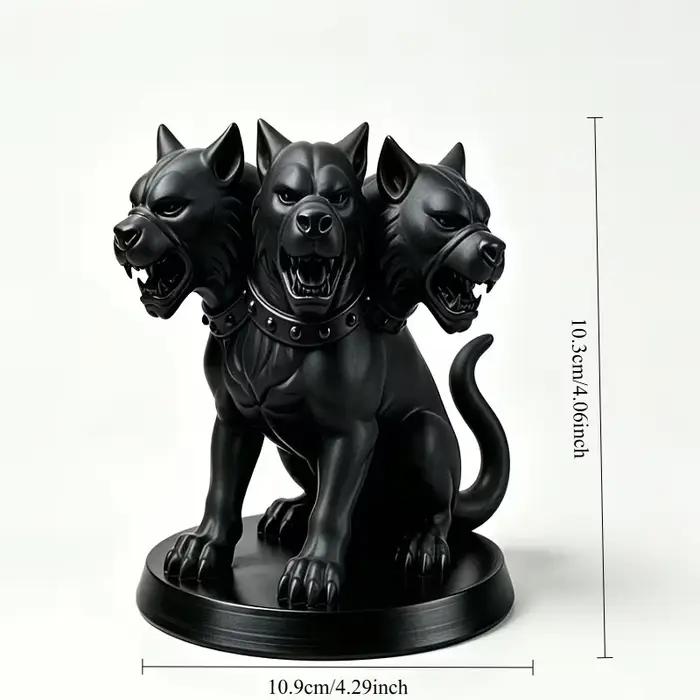 Statue de chien noir à trois têtes