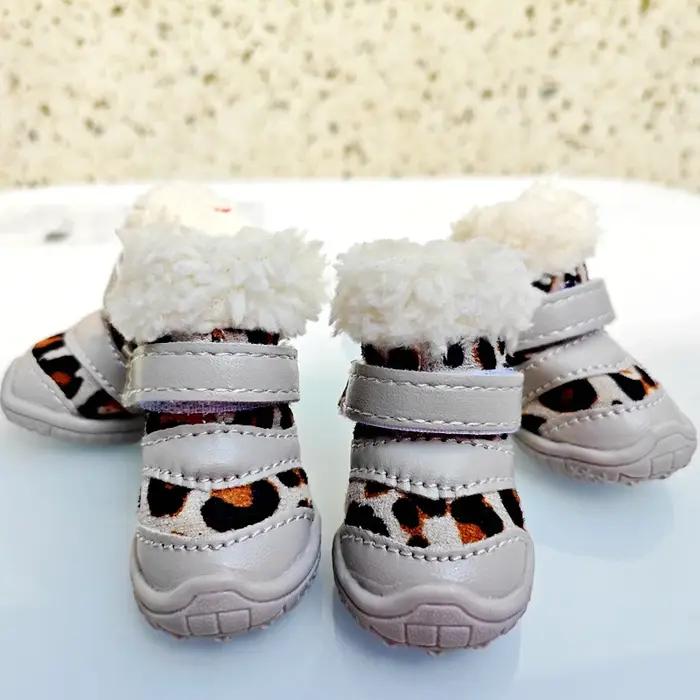 Bottes Léopard Chaudes pour la Marche des Chiens