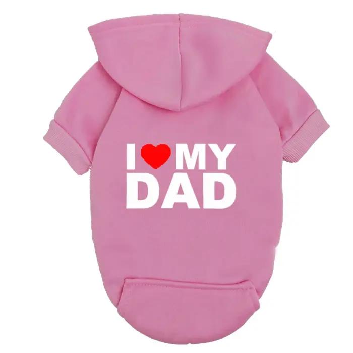 Sweat-shirt pour chien « J'aime mon papa » - Petit et moyen - Cadeau mignon pour la fête des pères