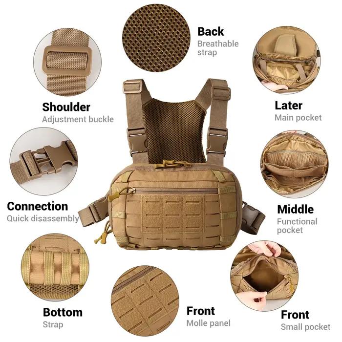 Sac de poitrine tactique avec étui pour pistolet EDC