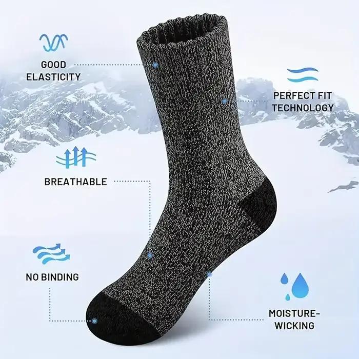 Chaussettes chasse en laine mérino 5 paires - Chaussettes thermiques épaisses pour temps froid homme