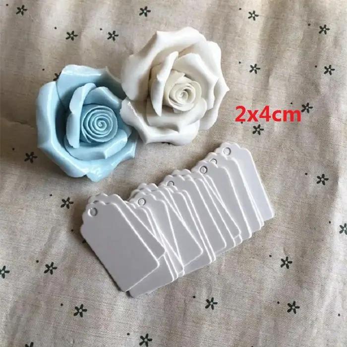 Étiquettes de vêtement en carton blanc écologique, 2x4cm, 500 pièces, vente en gros, pour vêtements