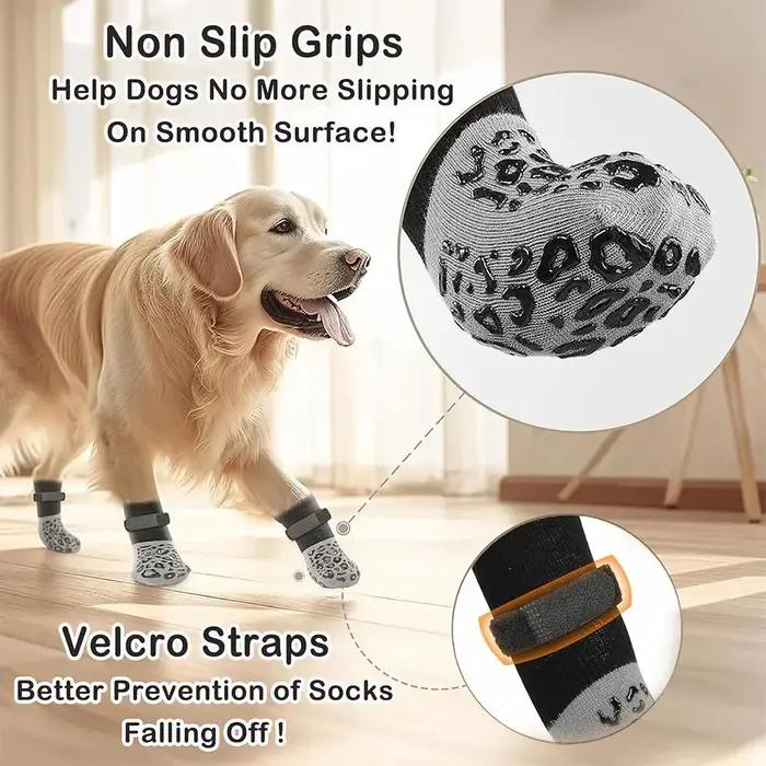 4 protections antidérapantes pour pattes de chien avec contrôle de traction