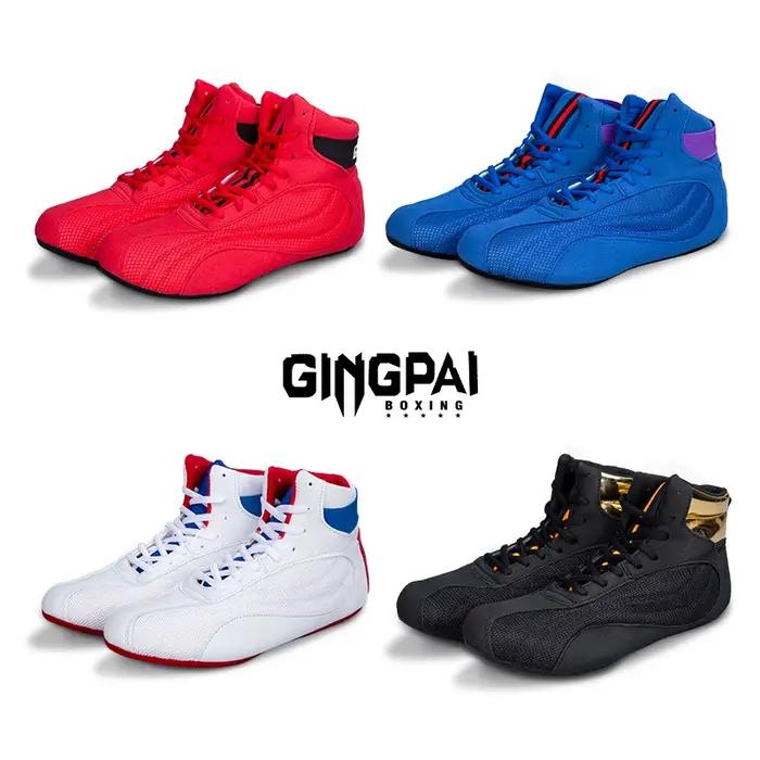 Bottes de lutte respirantes coordonnantes pour hommes et femmes, chaussures de boxe professionnelles