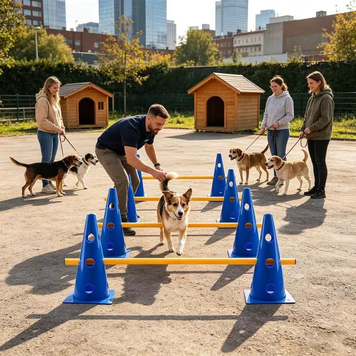 Ensemble de cônes et obstacles d'agility pour chien