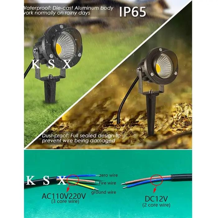 3W 5W 10W extérieur jardin paysage lumière AC220V 110V DC12V LED pelouse lampe COB éclairage étanche