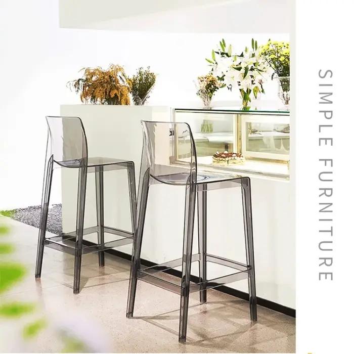 Tabouret de Bar moderne en acrylique transparent, chaise ergonomique à hauteur de comptoir, siège d'