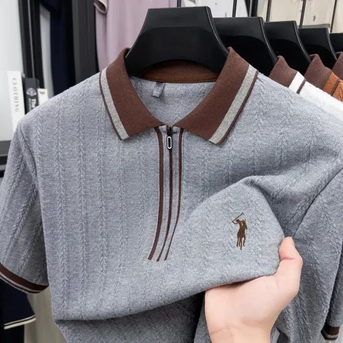 Marque de luxe à manches courtes polo shirt hommes Flip Top Summer Fashion jacquard design Golf poney broderie Casual
