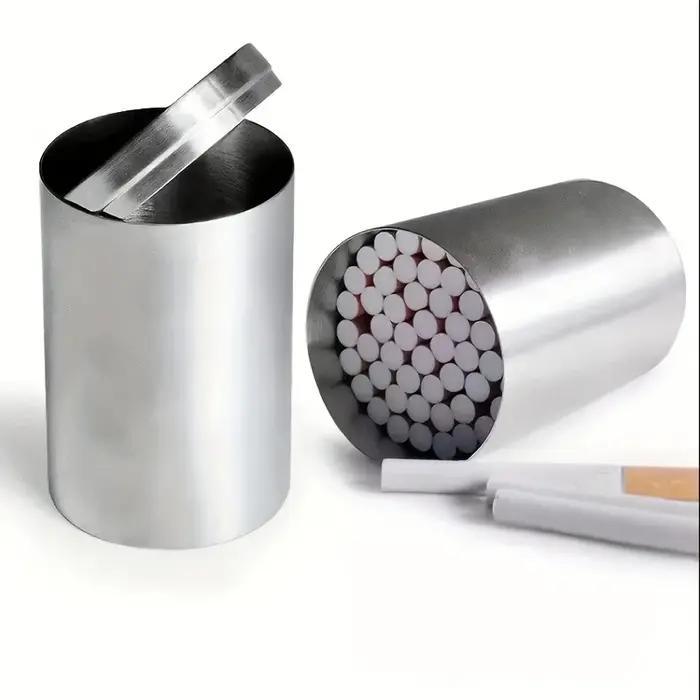 Boîte à cigarettes vide en acier inoxydable, grande capacité pour 50 cigarettes, étui à tabac portable créatif pour hommes, utilisable