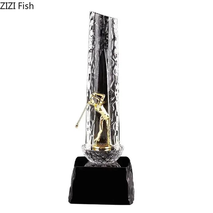 Sculpture de trophée de golf en métal cristal, statue de trophées sportifs, présentoirs de salon, ac