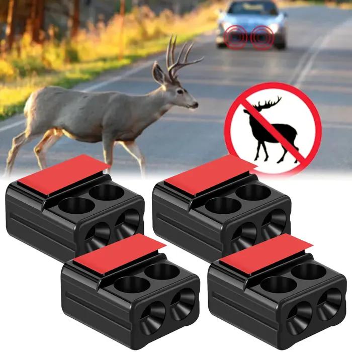 4 répulsifs anti-collision cerf pour véhicule - Dispositif d'alerte animaux sauvages avec sirène
