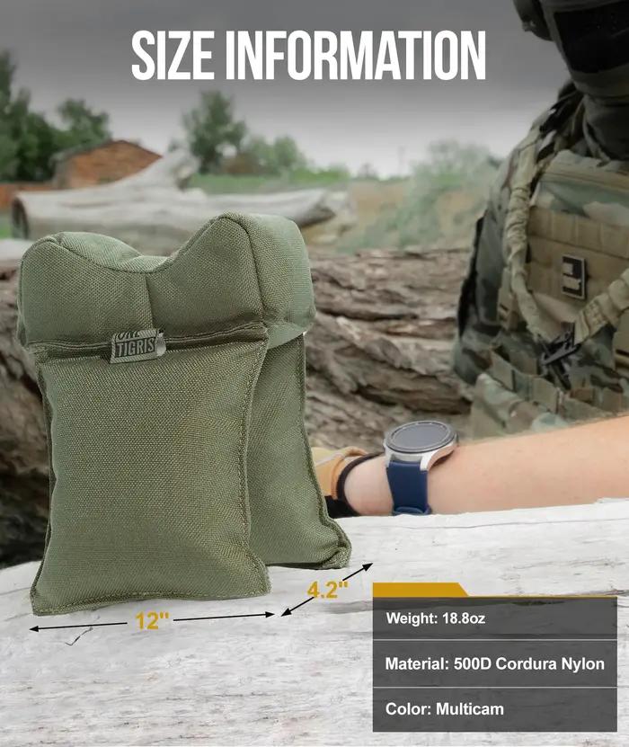 Sac de tir de chasse OneTigris en nylon Cordura 500D pour tirs de précision et stabilisation de l'arme en extérieur