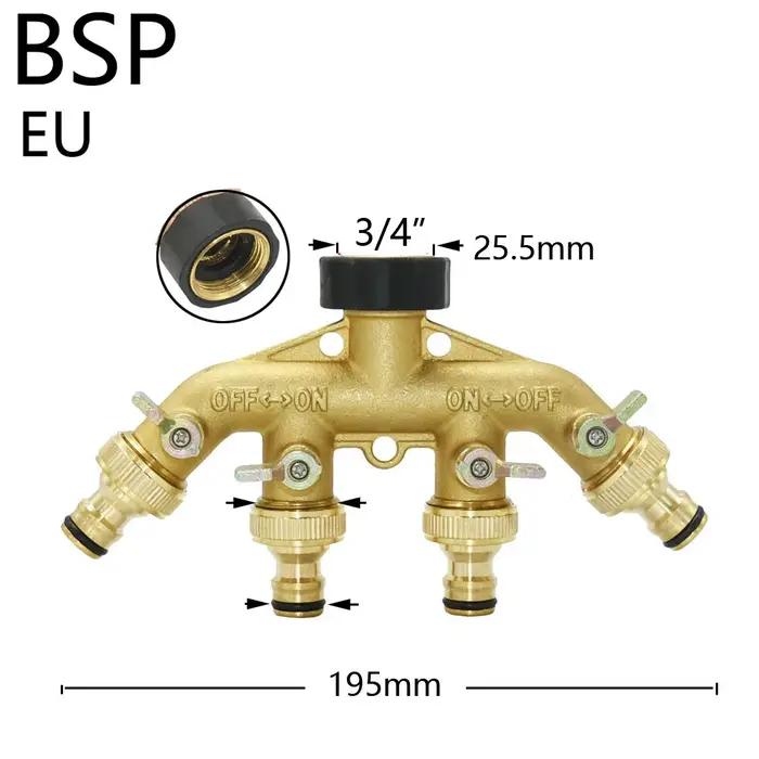 Séparateur de tuyau d'arrosage en plastique et laiton, 3/4 pouces, 2/4 voies, connecteur d'arrosage