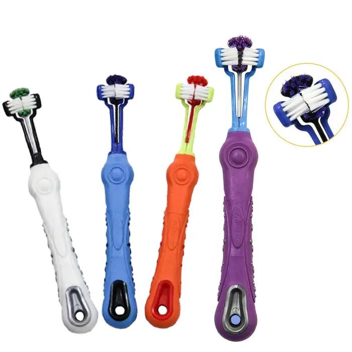 Brosse à dents pour animaux de compagnie à trois faces