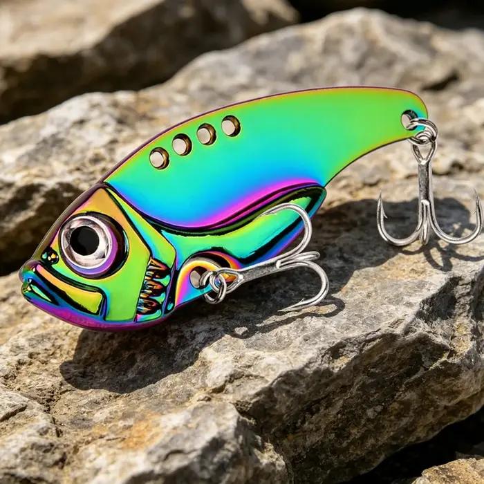 Leurre métallique vibrant rigide coloré avec cuillère
