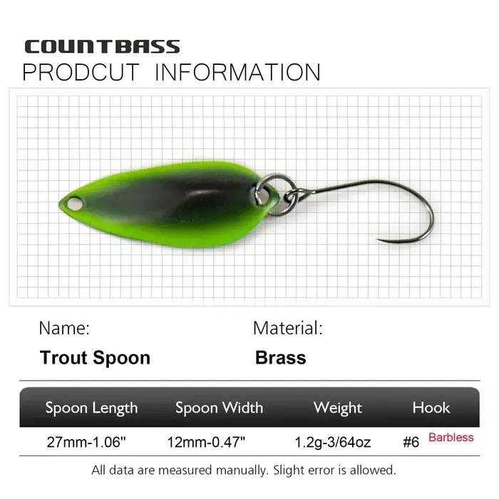 COUNTBASS 1 pièce 3/64oz 1.2g cuillère de coulée leurre de pêche pour truite avec crochet sans ardil