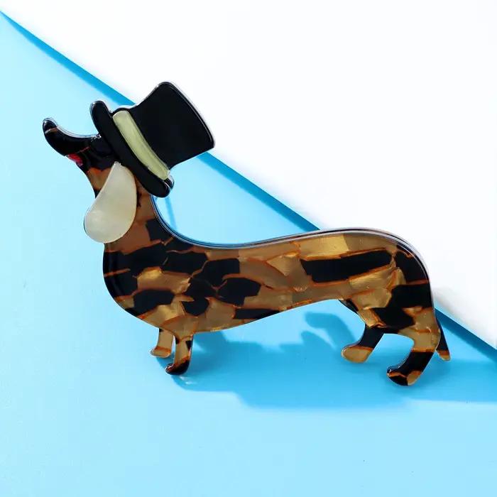 Broche de chien en acrylique jaune clair de la marque shmik pour accessoires d'animaux de compagnie élégants et modernes occasions spéciales