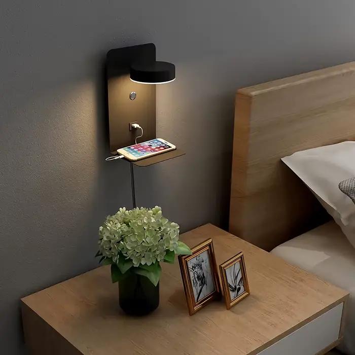 Mur LED lampe avec interrupteur et Port de chargement USB moderne 9W noir blanc allée chambre chevet