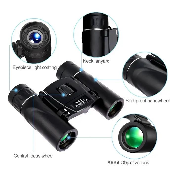 Jumelles compactes APEXEL 8x21 pliables BAK4 pour chasse et sports outdoor longue portée HD