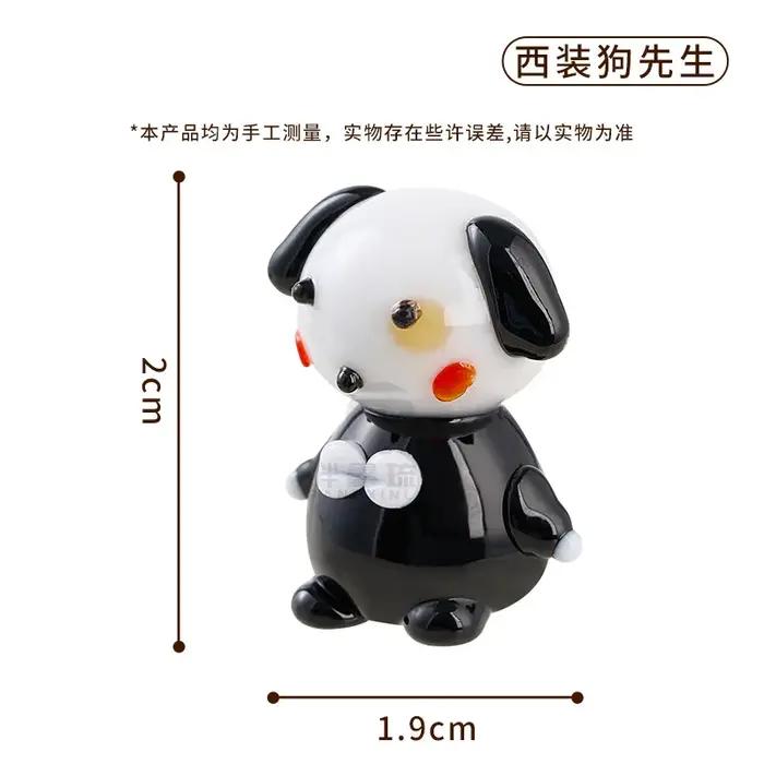 Figurine de chien miniature en verre Liuli faite à la main pour bureau et terrarium cadeau créatif unique pour amoureux des animaux et des beaux-arts
