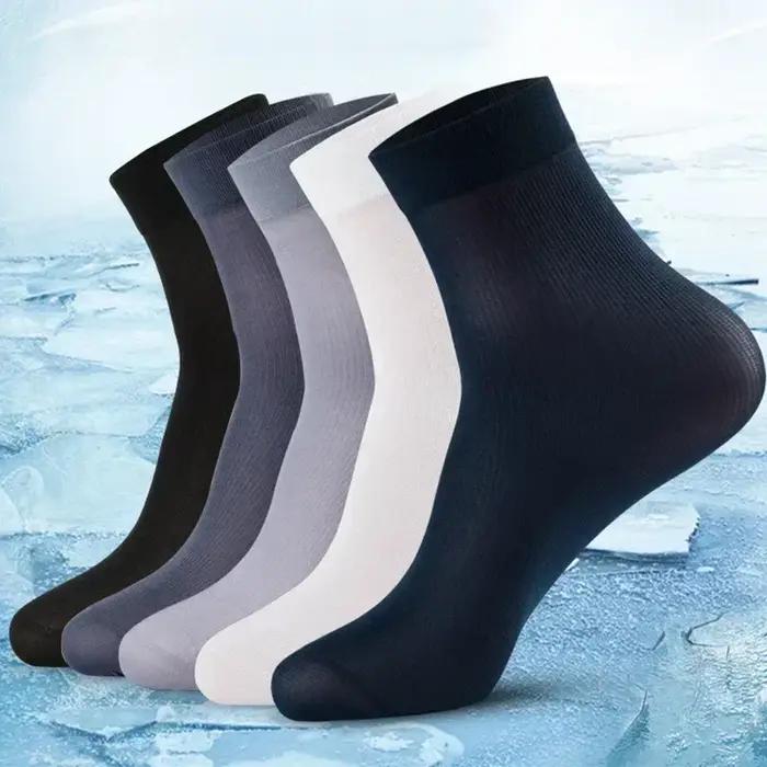 10 Paires Chaussettes Homme Été Soie Glacée - Ultra Fines Respirantes Printemps Bureau Fibre Bambou