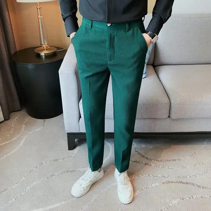 Pantalon formel élégant slim waist stretch business mariage soirée homme 2024