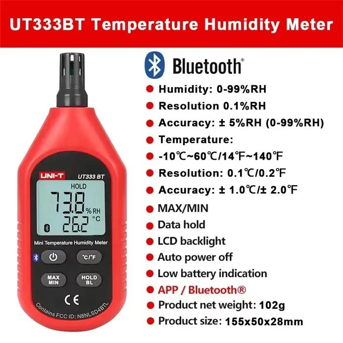 T UT333 UT333BT hygromètre numérique thermomètre 2 en 1 température humidité mètre Mini capteur Bluetooth thermo-hyg