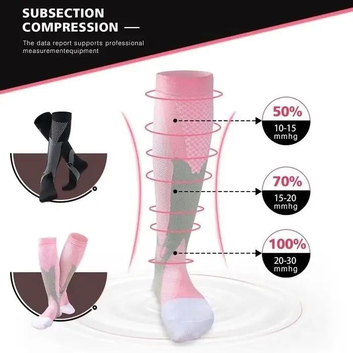 Chaussettes de compression chasse 15-20 mmHg - Nylon sport anti-fatigue pour mollets - Homme/Femme