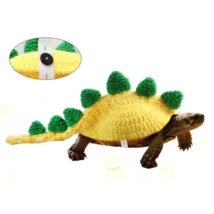 Costume de dinosaure tortue pour animaux de compagnie pull tricoté en forme de tortue de dessin animé pull mignon réglable pour tortue vêtement chaud tricoté à la main occasions spéciales
