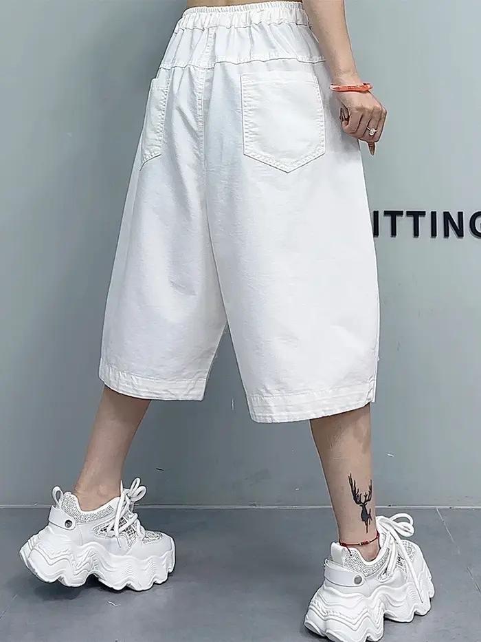 AmaxluluE été mode blanc Denim Shorts femmes ample Vintage jean dames décontracté Patchwork Pantalon