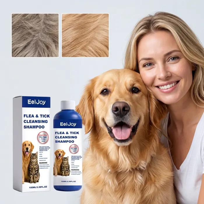 Pet Flea Tick Lice Removal Shampoo Deep Cleansing Dander Removing Deodorizing Anti-Itch Anti-Parasite Dog Cat Bath